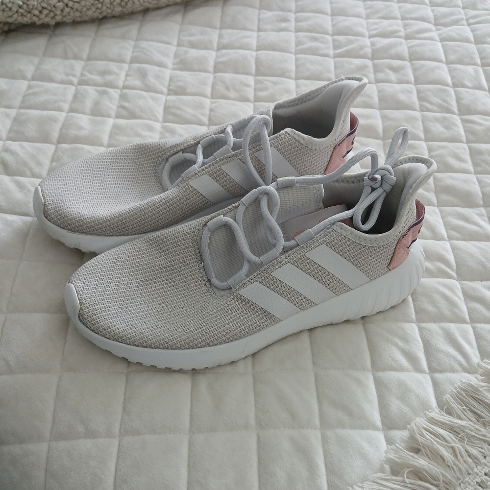 adidas Women's Light Gray and Blush Pink Slip-On Sneakers